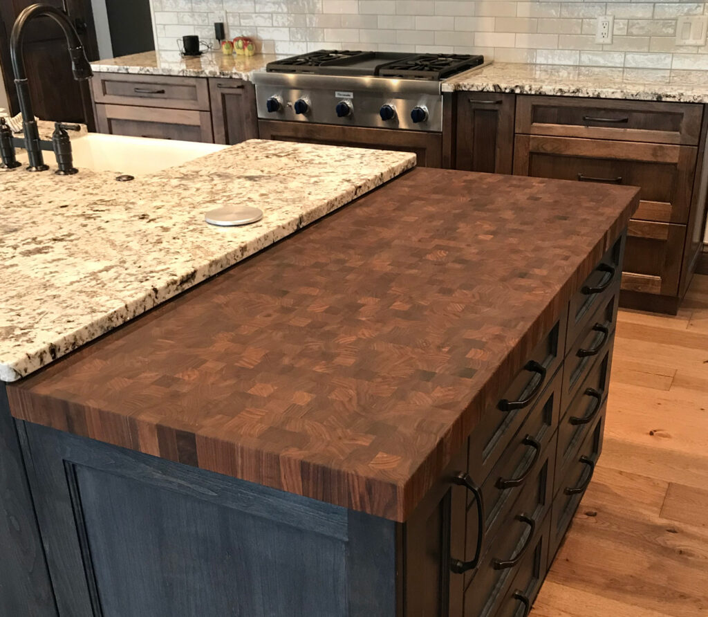 Walnut end grain island surface